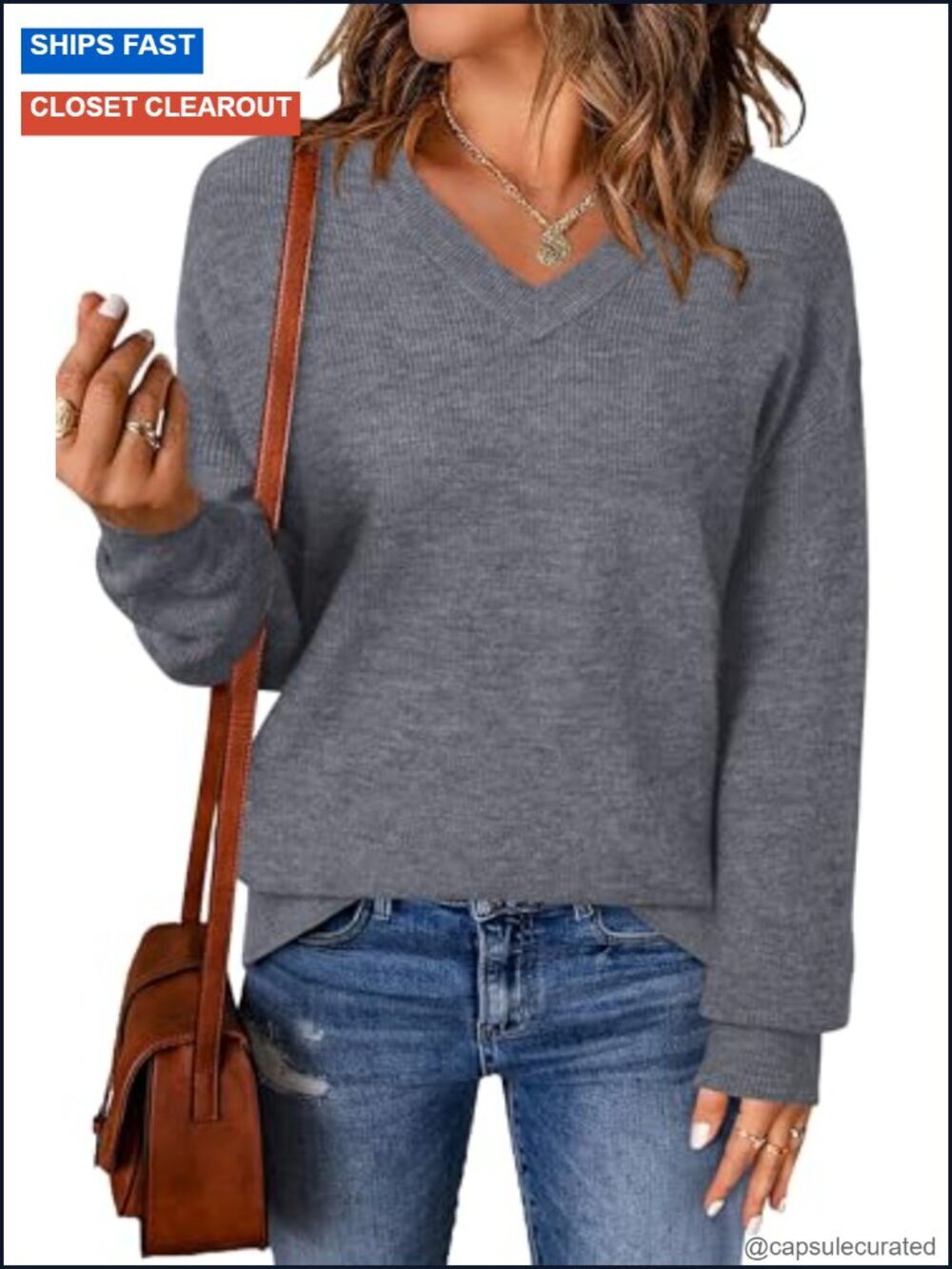 V-Neck Cashmere Blend Sweater Pullover Long Sleeve Business Casual Work Tops